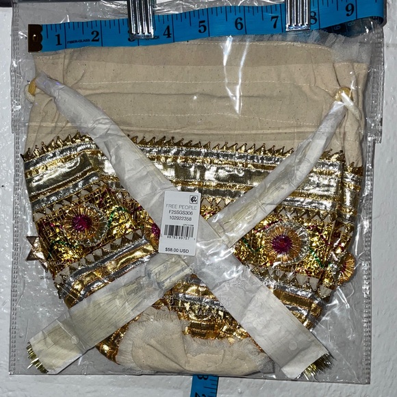 Free People Gold sparkle mini gift sack NWT - Picture 4 of 5